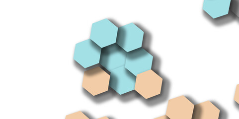 Background is a honeycomb of delicate shade Pattern. Integration technology with nature, sky. Futuristic pastel random digital hexagons. geometric pattern design for textiles and backgrounds.