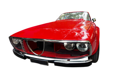 Red vintage car, front. isolated on transparent background