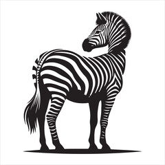 Fototapeta premium Silhouette vector of a zebra standing on a white background