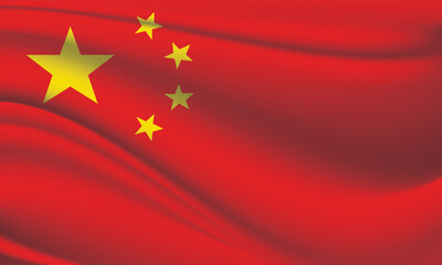 Illustration of the Chinese flag, featuring stylized horizontal stripes with five yellow stars on a red background. The flag flutters in a wavy pattern.