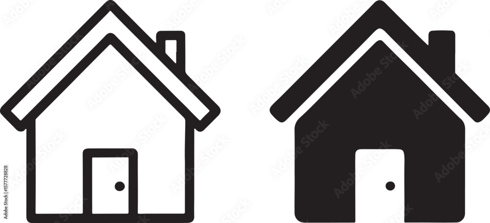 Poster house icon set minimalist design featuring simple home illustrations and basic architectural concept