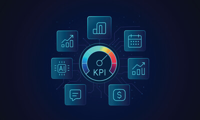 KPI Dashboard Visualization Metrics and Performance Analysis vector illustration
