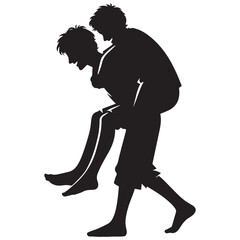 Silhouette of man Best Friends Together 