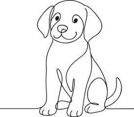 Fototapeta premium Cute Dog Illustration in Minimalist Line Drawing Style