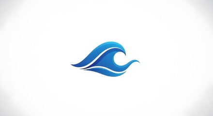 Stylized Blue Wave Logo on White Background for Water or Ocean Theme