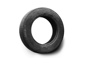 old worn damaged tire isolated on white background