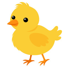 Fototapeta premium Cartoon yellow chick. Cute little chick. Suitable for children's books, fairy tale, sticker, mascot, logo. Isolated vector illustration on a white background