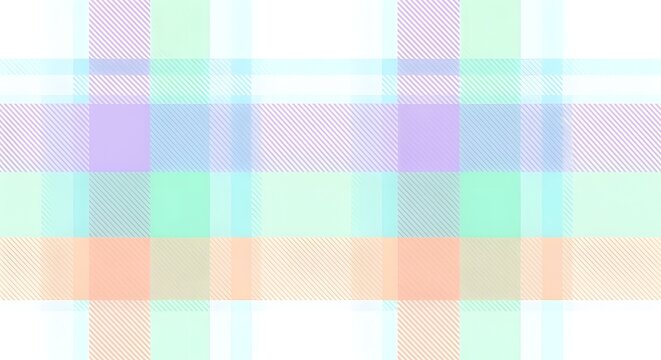 Pastel colored plaid pattern with intersecting lines of various widths and soft muted tones throughout