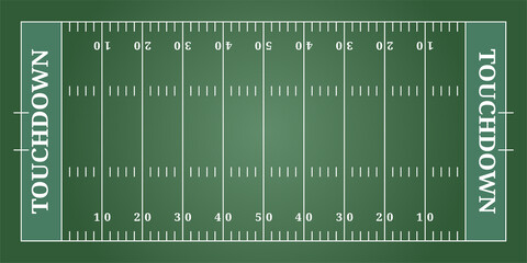 Board American football field green, top view with tactics