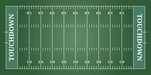 Board American football field green, top view with tactics