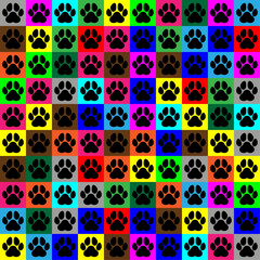colorful pop art design and black paw