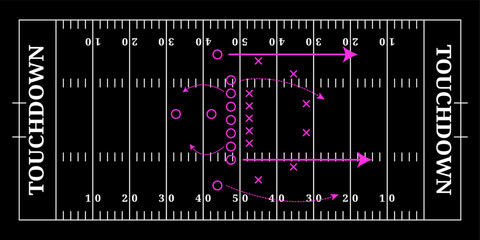 Black tactical board with pink American football player