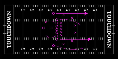 Black tactical board with pink American football player