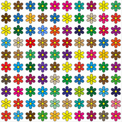 Set of colorful flowers on a white background