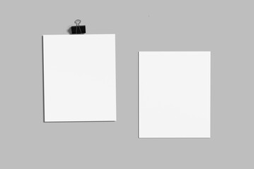 Blank polaroid photo frame with soft shadows and scotch tape isolated on white paper background as...