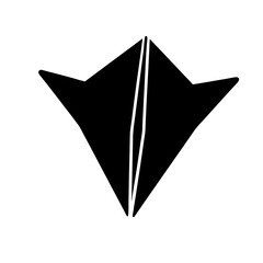 Fototapeta premium Black abstract geometric shape with sharp edges and white vertical lines