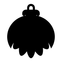 Silhouette illustration of a festive Christmas ornament with scalloped edge design