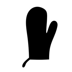 Black Oven Mitt Silhouette Illustration for Baking and Cooking Safety Measure