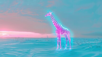 Aura Giraffe in a Winter Twilight Dreamscape