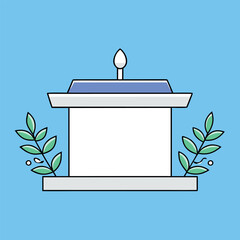dual-level-white-podium-with-floral-frame-background