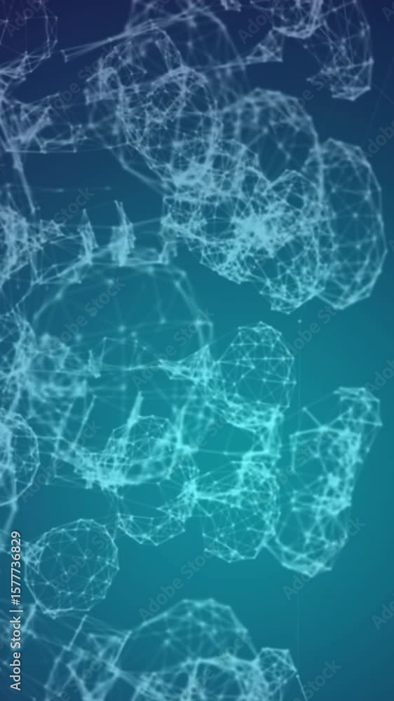 Poster animation of network of connections floating against blue gradient background