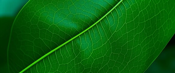 Intricate vein patterns on a lush, dark green tropical leaf  ,   flora,  plant