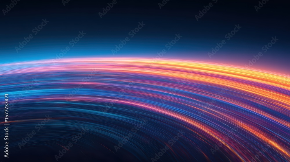 Poster a dynamic abstract image of colorful streaks representing motion and energy on a dark background.