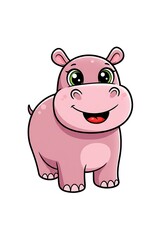 Fototapeta premium Cute smiling pink hippo cartoon character
