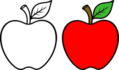 Ripe apple coloring book or page