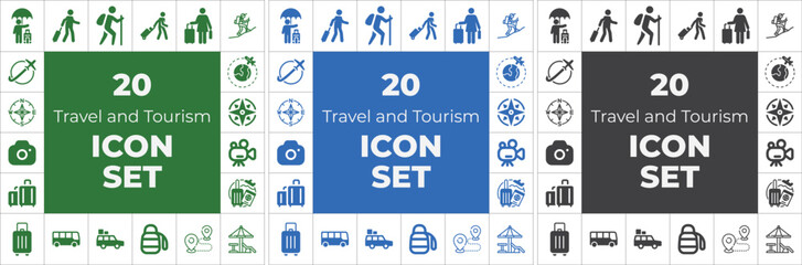 Travel and tourism icons set