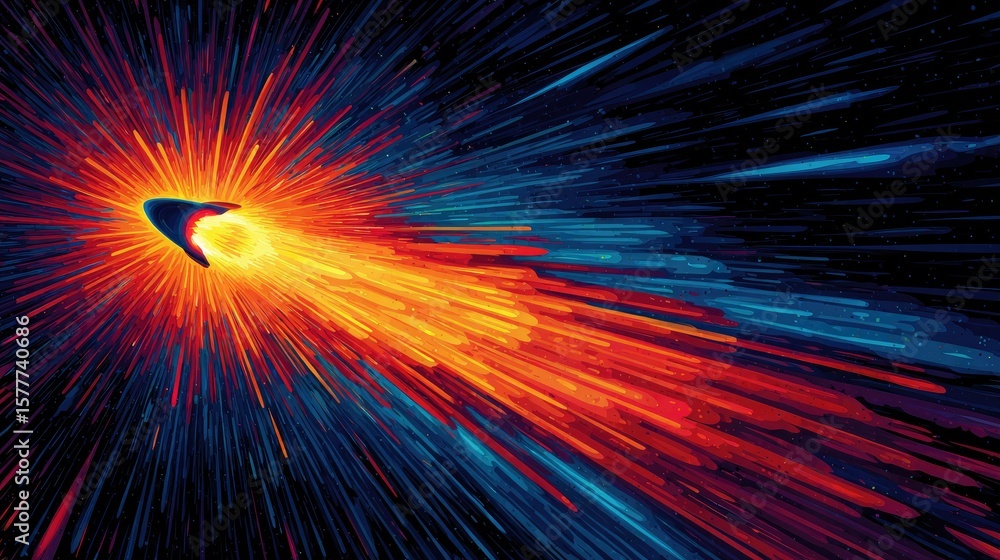 Poster a vibrant abstract image of a fast-moving object.