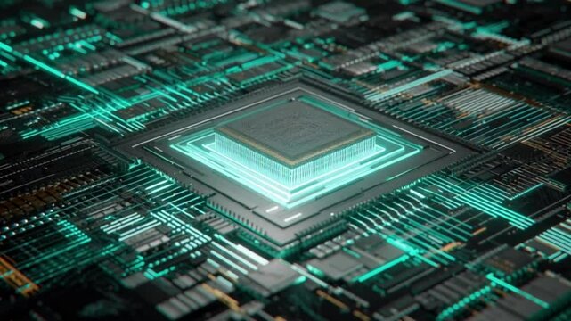 Advanced Technology Concept of High Tech Computer Motherboard Animation Video