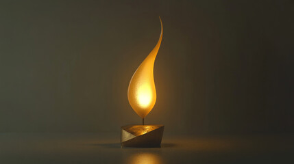 Small Glowing Yellow Flame on Thin Minimalist Candle Against Dark or Neutral Background – Warm, Elegant, and Simple Lighting