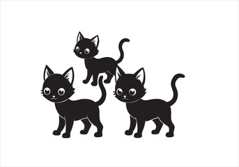 Obraz premium Black and white cats vector art of cute domestic feline kittens