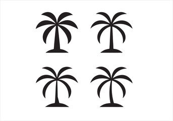 Obraz premium Set of tropical vector palm tree illustrations for a summer beach paradise