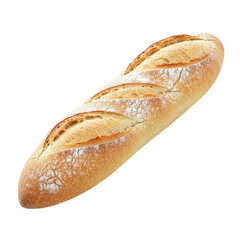 Freshly baked french baguette isolated on transparent background