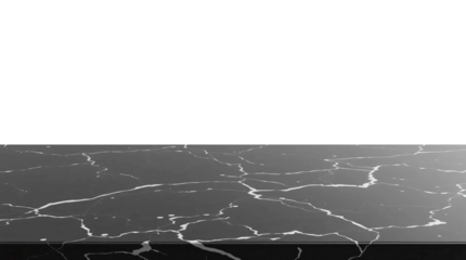 Empty black marble table isolated on transparent background