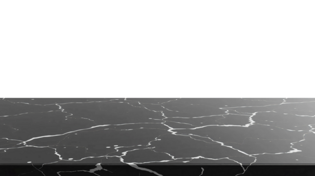 Empty black marble table isolated on transparent background