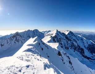 Snowy mountain peaks under a clear sky