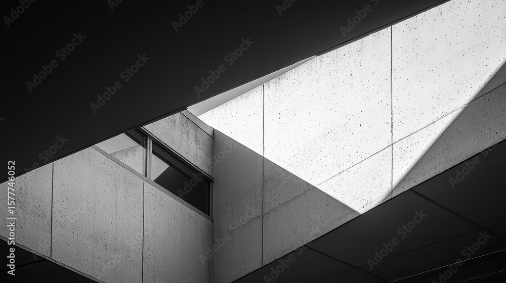 Poster geometric abstract architecture with light and shadow in black and white
