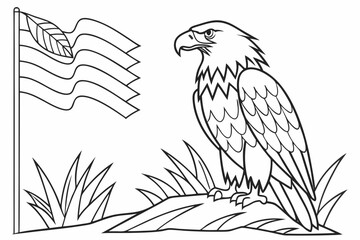 Obraz premium coloring page line art the eagle black vector