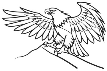 coloring page line art the eagle black vector