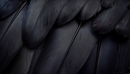 dark black feathers background as beautiful abstract wallpaper header