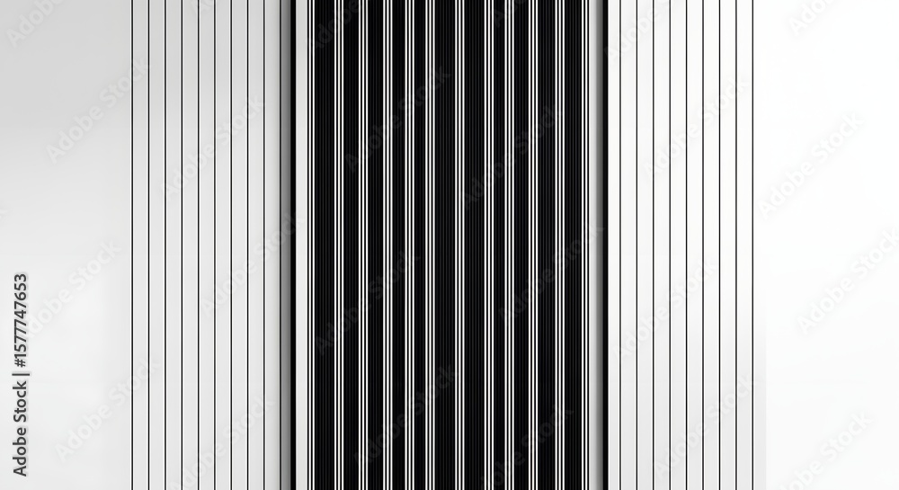 Poster a grayscale image featuring a pattern of alternating black and white vertical lines across the frame
