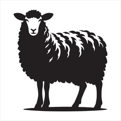 Silhouette vector of a sheep standing on a white background