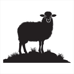 Silhouette vector of a sheep standing on a white background