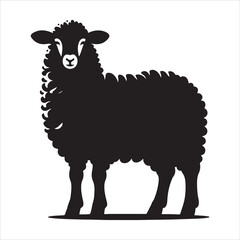 Silhouette vector of a sheep standing on a white background