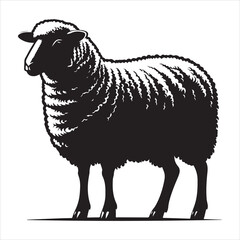 Silhouette vector of a sheep standing on a white background