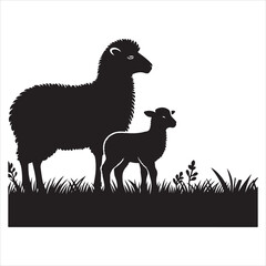 Silhouette vector of a sheep standing on a white background