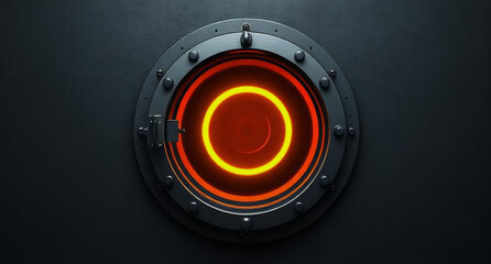 red speaker on black background